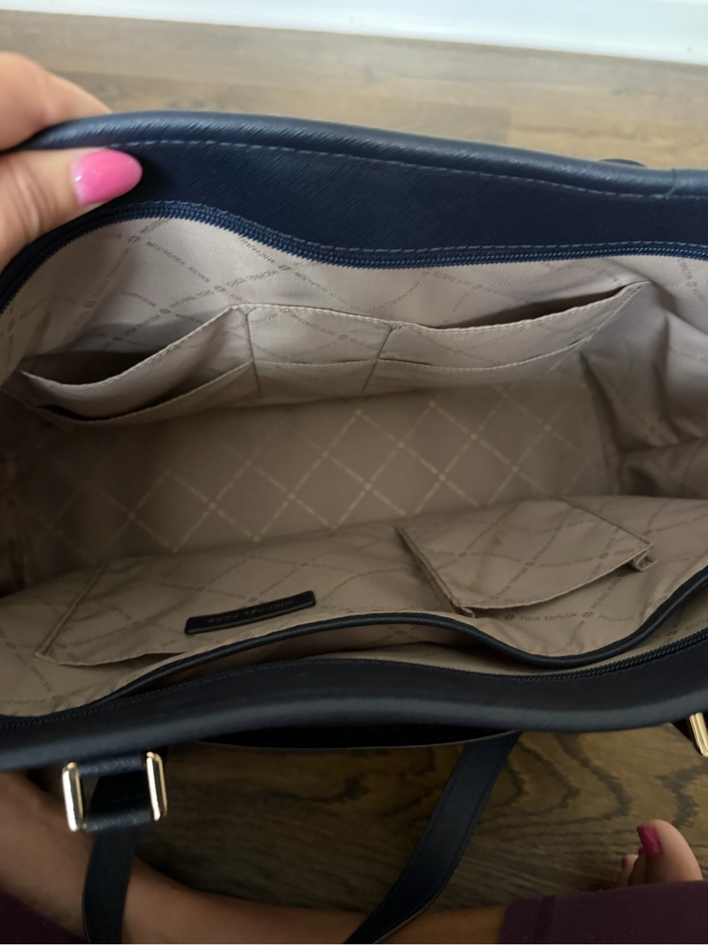 Michael Kors Blue Saffiano Leather Tote with Gold Hardware - Picture 6 of 7
